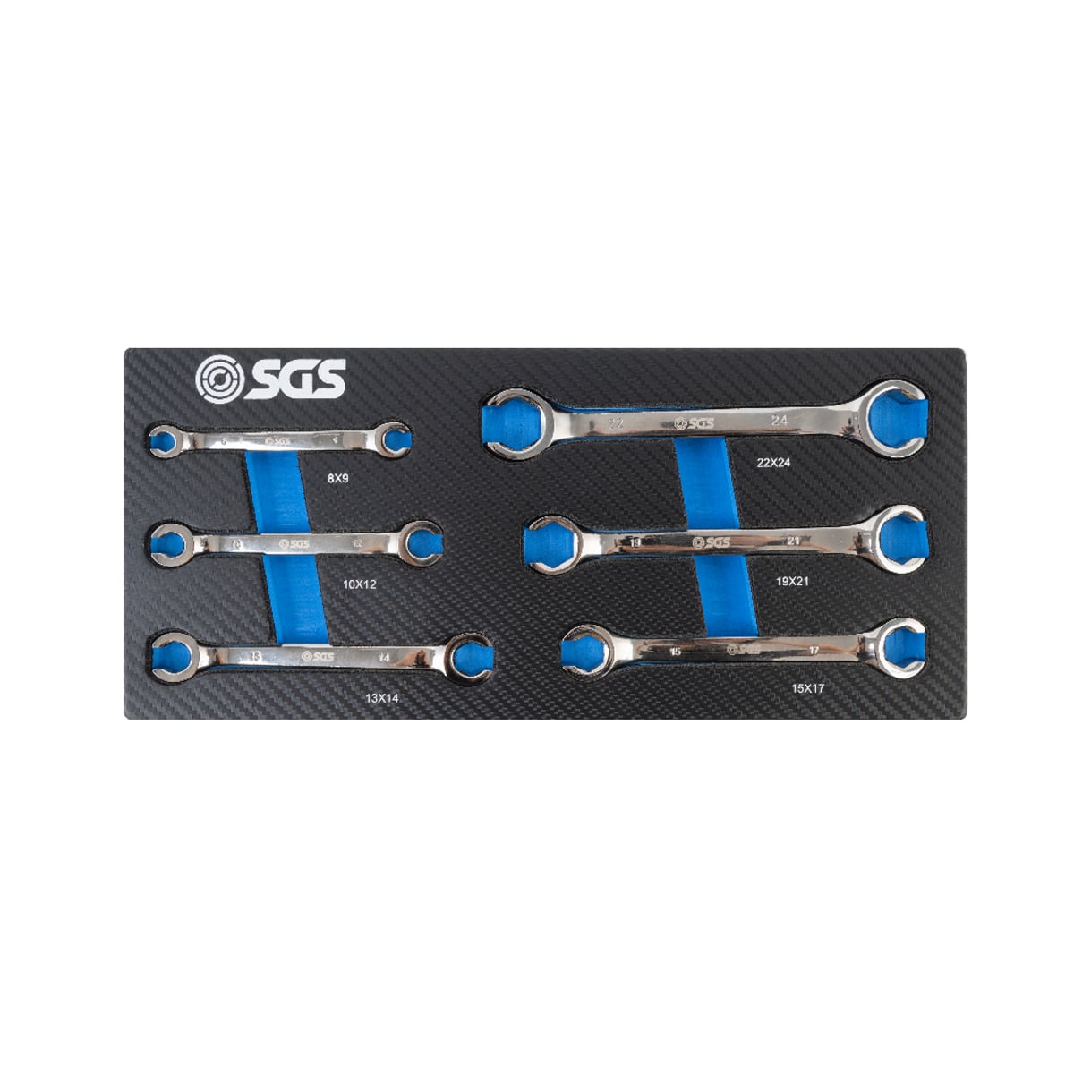 SGS 6pc Metric Flare Nut Spanner Set | 8mm-24mm | Foam Insert